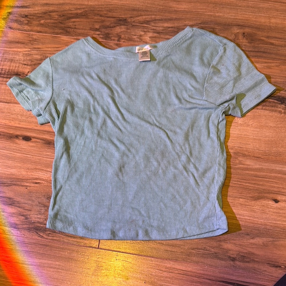 Bozzolo Teal Ribbed Knit Top